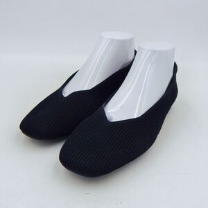 Vivaia Margot 2.0 Square Toe V Cut Flats Black Size EU 40.5 US 9-9.5 Knit Upper